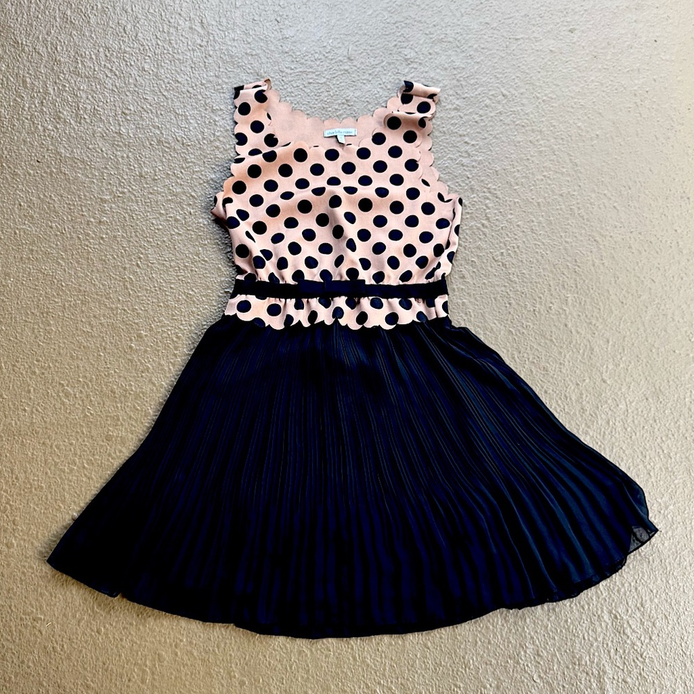 Charlotte Russe Coquette Babydoll Pink Black Polka Dot Dress Stretch Sz S